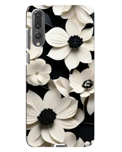 Чехол для Huawei P20 Pro (CLT-L04) с картинкой «Объемные белые цветы»
