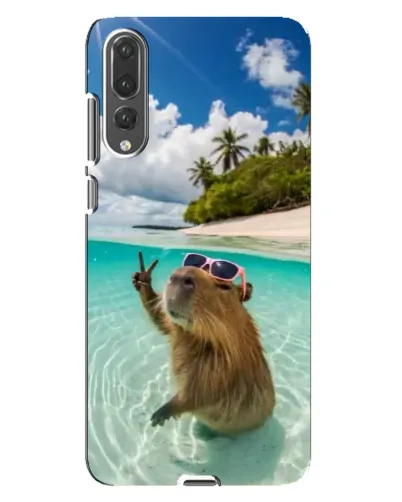 Чехол для Huawei P20 Pro (CLT-L04) с картинкой «Капибара на море»