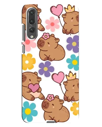 Чехол для Huawei P20 Pro (CLT-L04) с картинкой «Цветочный паттерн капибар»