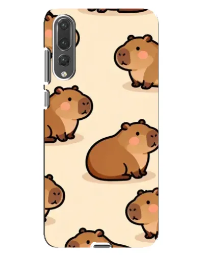 Чехол для Huawei P20 Pro (CLT-L04) с картинкой «Паттерн милых капибар»