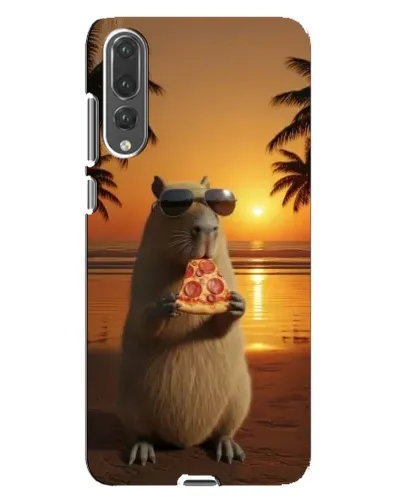 Чехол для Huawei P20 Pro (CLT-L04) с картинкой «Капибара с пиццей»