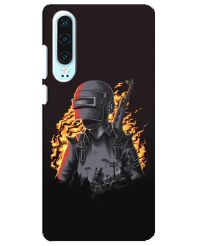 Чохол для Huawei P30 з картинкою «PUBG — вогняний силует»