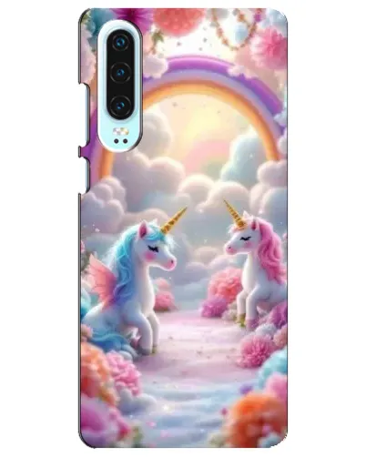 Чехол для Huawei P30 с картинкой «Радуга и единороги» Чехол для Huawei P30 с картинкой «Радуга и единороги»