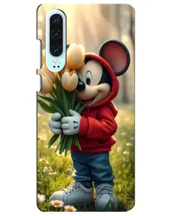 Чехол для Huawei P30 с картинкой «Микки с тюльпанами»