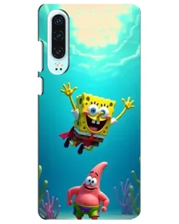 Чехол для Huawei P30 с картинкой «Спанч Боб под водой»