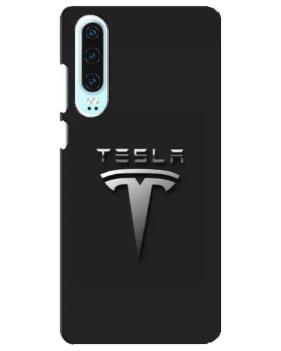 Чохол для Huawei P30 з картинкою «Сталевий логотип Tesla»