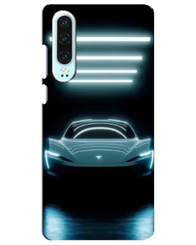 Чохол для Huawei P30 з картинкою «Tesla в неоні»