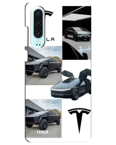 Чохол для Huawei P30 з картинкою «Колаж Cybertruck Tesla»