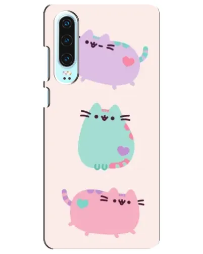 Чохол для Huawei P30 з картинкою «Pusheen тріо»