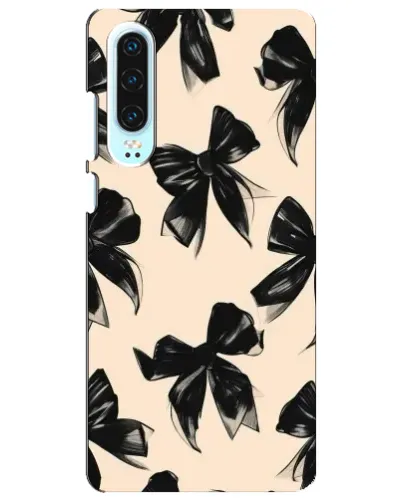 Чехол для Huawei P30 с картинкой «Паттерн черные банты» Чехол для Huawei P30 с картинкой «Паттерн черные банты»