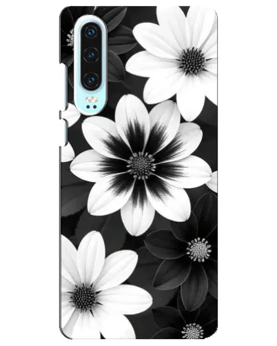 Чехол для Huawei P30 с картинкой «Монохромные астры» Чехол для Huawei P30 с картинкой «Монохромные астры»