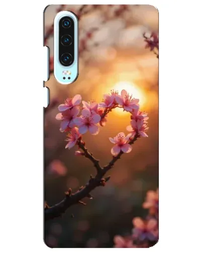 Чехол для Huawei P30 с картинкой «Розовый цвет сердце на фоне заката» Чехол для Huawei P30 с картинкой «Розовый цвет сердце на фоне заката»