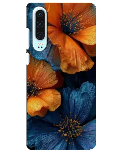 Чехол для Huawei P30 с картинкой «Яркая сине-оранжевая флора» Чехол для Huawei P30 с картинкой «Яркая сине-оранжевая флора»
