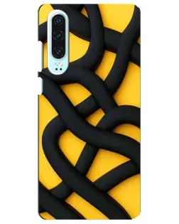 Чехол для Huawei P30 с картинкой «Черное желтое переплетение»