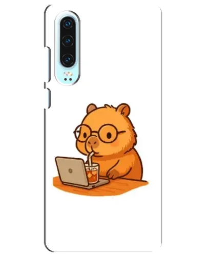 Чохол для Huawei P30 з картинкою «Капібара з ноутбуком»