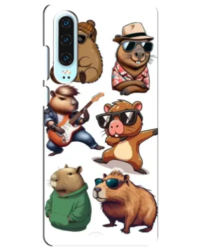 Чохол для Huawei P30 з картинкою «Круті капібари музиканти»