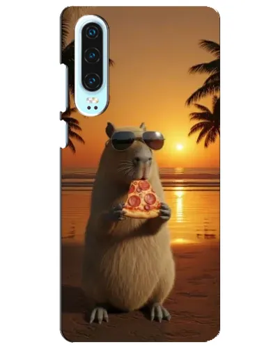 Чохол для Huawei P30 з картинкою «Капібара з піцою»