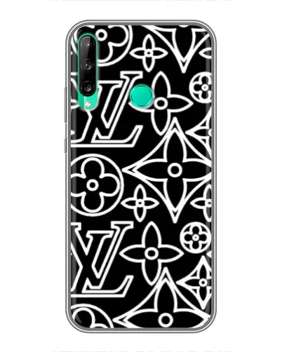 Чехол для Huawei P40 Lite e с картинкой «Черно-белый узор LV»