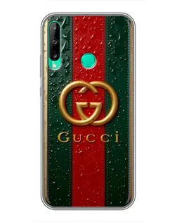 Чохол для Huawei P40 Lite e з картинкою «Gucci — фірмова смуга та золото»