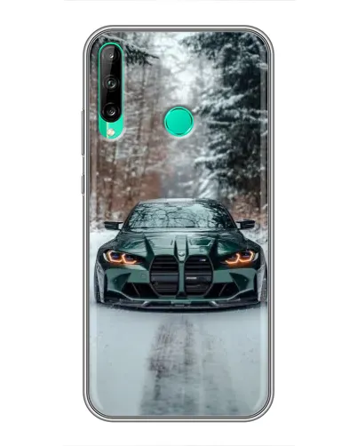 Чохол для Huawei P40 Lite e з картинкою «BMW у зимовому лісі»
