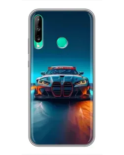 Чохол для Huawei P40 Lite e з картинкою «BMW — вогні неону»
