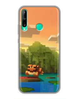Чохол для Huawei P40 Lite e з картинкою «Майнкрафт захід сонця»