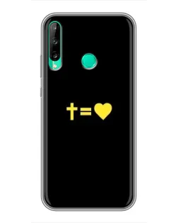 Чехол для Huawei P40 Lite e с картинкой «Сердце и Крест»