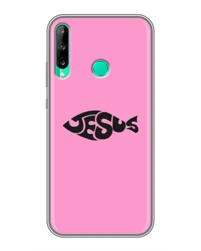 Чехол для Huawei P40 Lite e с картинкой «Розовый символ Jesus» Чехол для Huawei P40 Lite e с картинкой «Розовый символ Jesus»