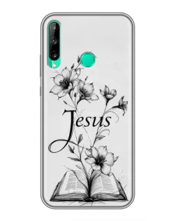 Чехол для Huawei P40 Lite e с картинкой «Цветы и Библия»