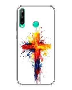 Чехол для Huawei P40 Lite e с картинкой «Акварельный крест»