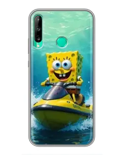 Чохол для Huawei P40 Lite e з картинкою «Спанч Боб на гідроциклі»