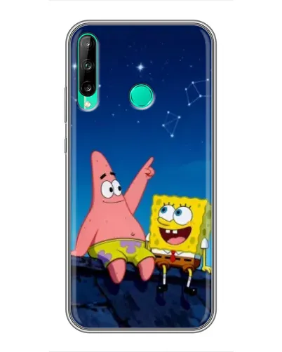 Чохол для Huawei P40 Lite e з картинкою «Губка Боб та Патрік вночі»