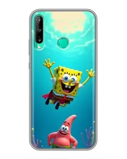 Чехол для Huawei P40 Lite e с картинкой «Спанч Боб под водой»