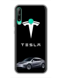 Чехол для Huawei P40 Lite e с картинкой «Tesla Model Y»