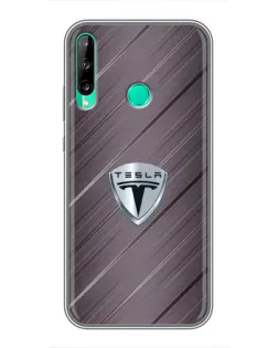 Чехол для Huawei P40 Lite e с картинкой «Металлическая текстура Tesla»
