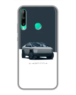 Чехол для Huawei P40 Lite e с картинкой «Серебристый Cybertruck Tesla»
