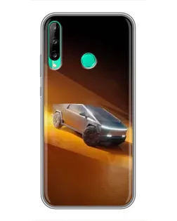 Чехол для Huawei P40 Lite e с картинкой «Cybertruck в пустыне»