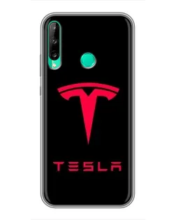 Чехол для Huawei P40 Lite e с картинкой «Tesla Red Logo»