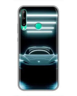 Чехол для Huawei P40 Lite e с картинкой «Tesla в неоне»