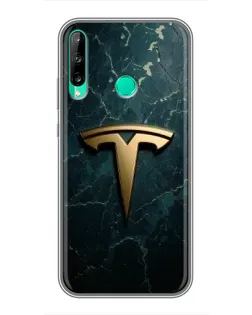 Чехол для Huawei P40 Lite e с картинкой «Мраморная Tesla Gold»