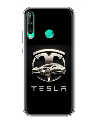 Чехол для Huawei P40 Lite e с картинкой «Tesla — серебристое авто» Чехол для Huawei P40 Lite e с картинкой «Tesla — серебристое авто»