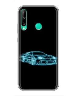 Чохол для Huawei P40 Lite e з картинкою «Неоновий контур Lamborghini»