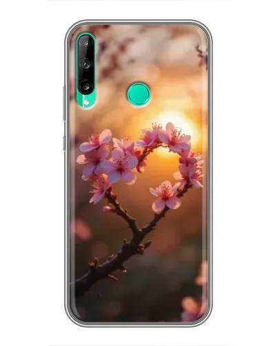 Чехол для Huawei P40 Lite e с картинкой «Розовый цвет сердце на фоне заката» Чехол для Huawei P40 Lite e с картинкой «Розовый цвет сердце на фоне заката»