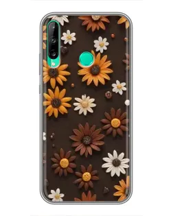 Чехол для Huawei P40 Lite e с картинкой «Узор из маленьких подсолнухов»