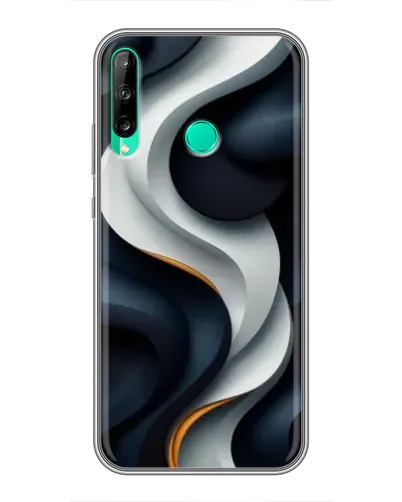 Чехол для Huawei P40 Lite e с картинкой «Объемные черно-белые ленты» Чехол для Huawei P40 Lite e с картинкой «Объемные черно-белые ленты»