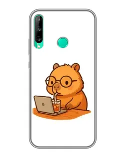 Чехол для Huawei P40 Lite e с картинкой «Капибара с ноутбуком»