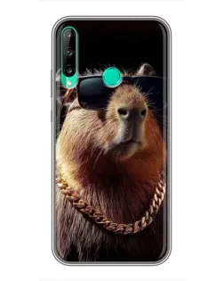 Чехол для Huawei P40 Lite e с картинкой «Капибара золотая цепь»