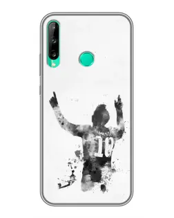 Чохол для Huawei P40 Lite e з картинкою «Чорно-білий силует Мессі»