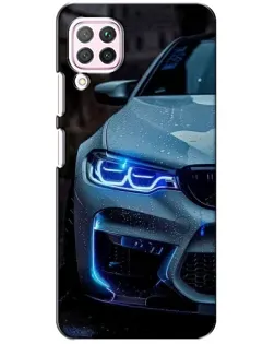 Чехол для Huawei P40 Lite с картинкой «Взгляд BMW с синими фарами»