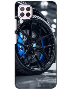 Чехол для Huawei P40 Lite с картинкой «Колесо BMW вблизи»